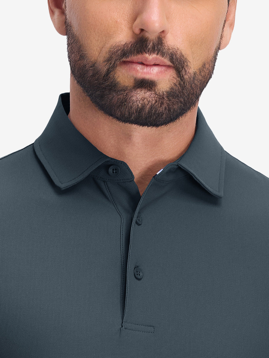 dry fit dress shirts Dry Fit Waffle Textured Collared Golf Shirts