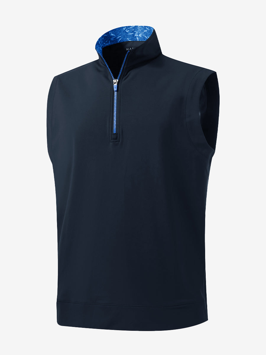 Print Collar Quarter Zip Golf Vest - MAELREG