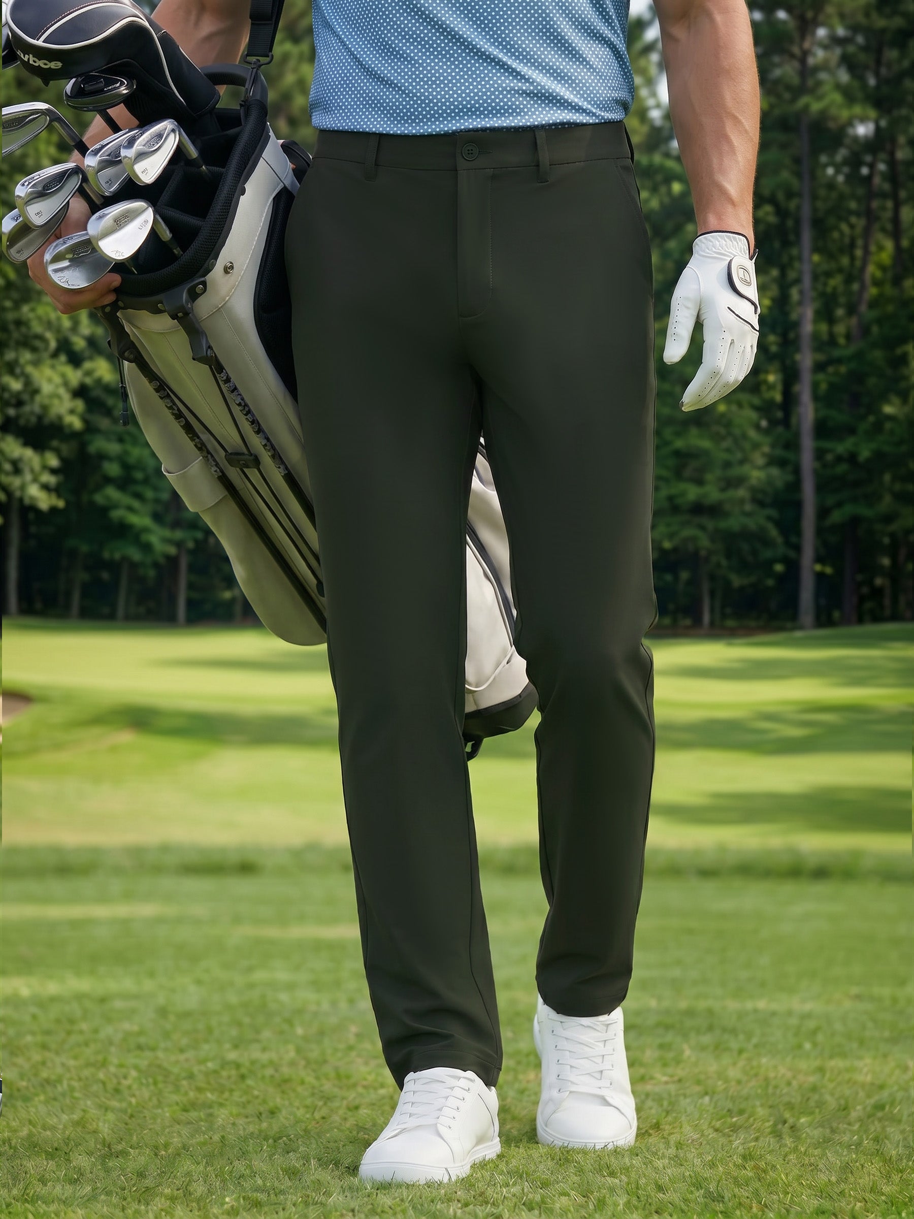 Water Repellent Classic Fit Flat Front Golf Dress Pants