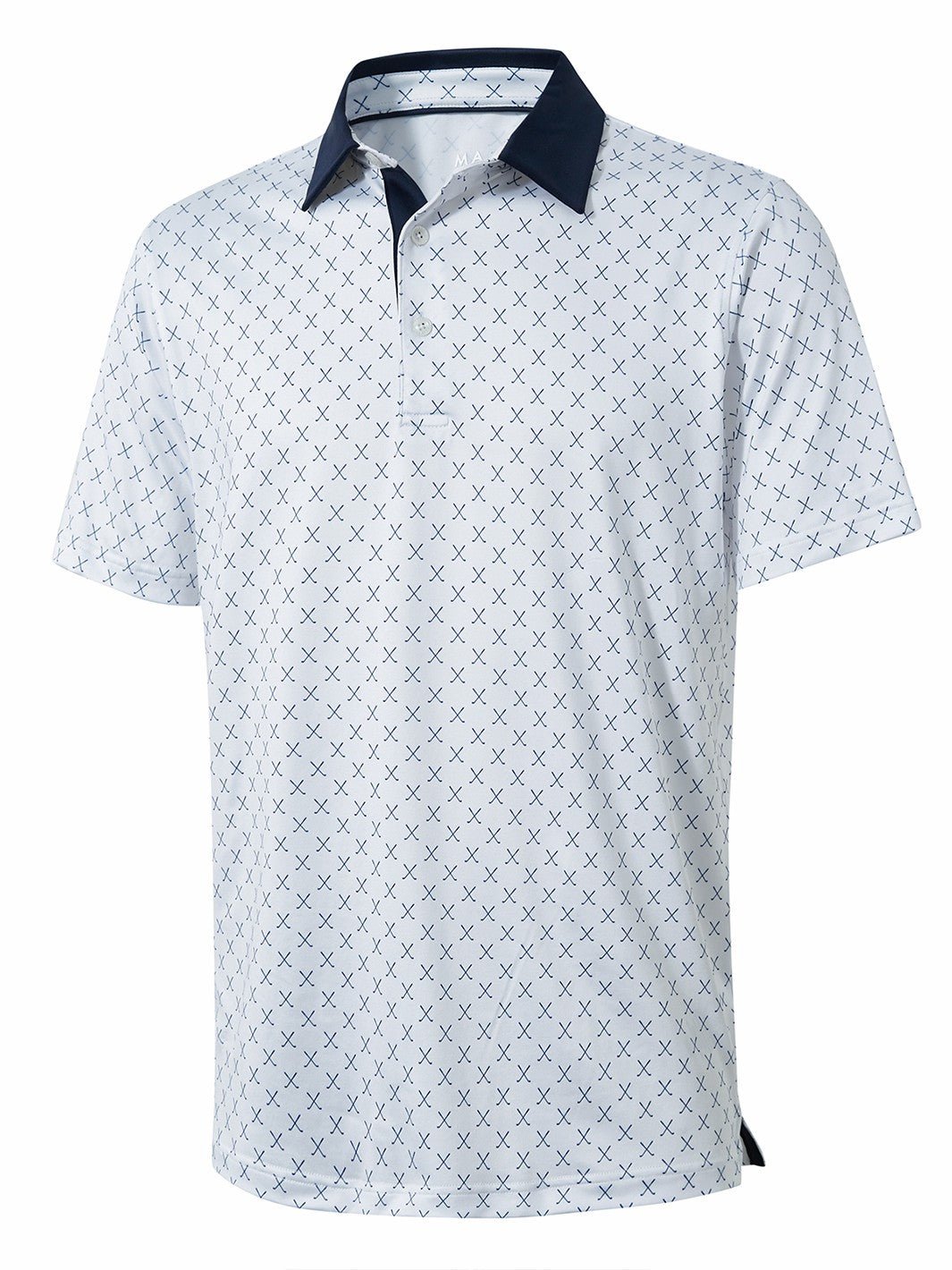 Geometric graphic print golf shirt Men's White Golf Polo (White