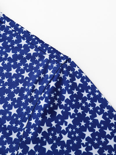 Men's Printed Golf Shirts-Navy Patrioticstar