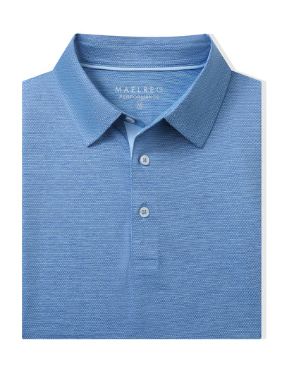 Men's Dry Fit Jacquard Golf Shirts-Classic Blue Heather