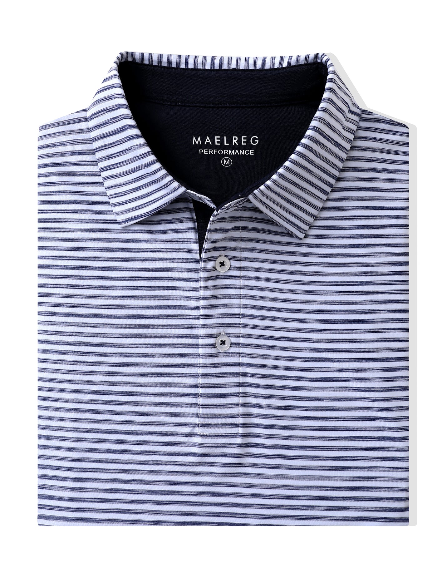 Men's Striped Golf Polo Shirts-Dark Blue White