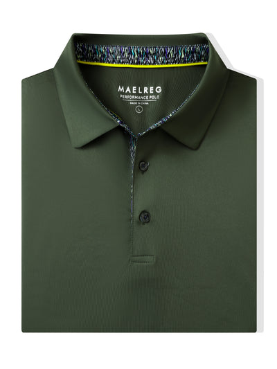 Men's Solid Jersey Golf Shirts-Olive Green