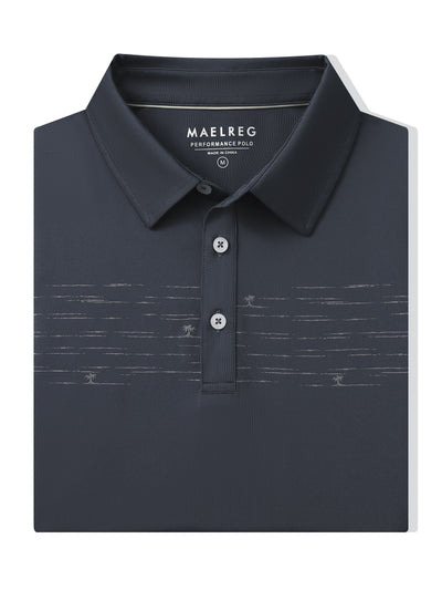 Men's Chest Print Golf Polo Shirts-Dark Grey