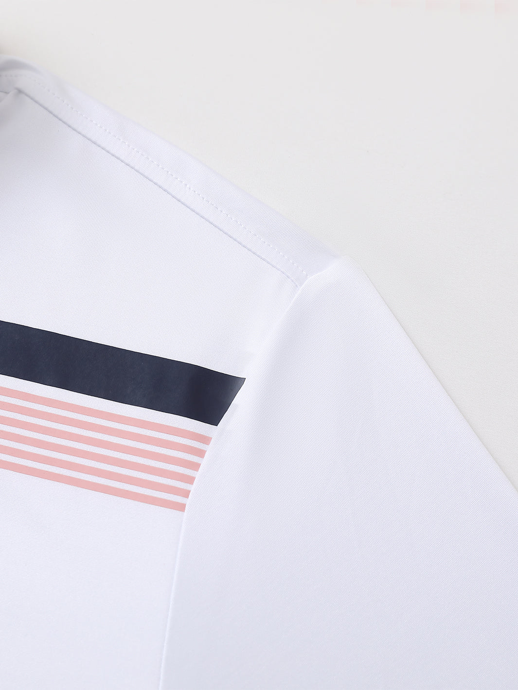 Men's Striped Print Golf Polo Shirts-White3