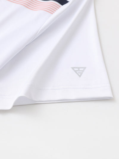 Men's Striped Print Golf Polo Shirts-White3