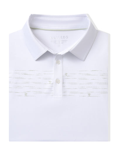 Men's Chest Print Golf Polo Shirts-White1