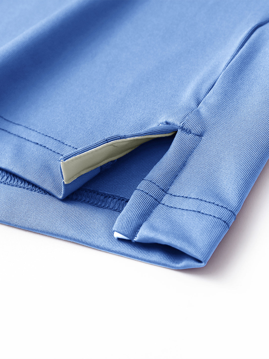 Men's Solid Color Block Patchwork Polo Shirts-Light Blue