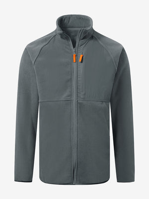 3D rendering of reversible fleece jacket with 5 pockets in dark grey