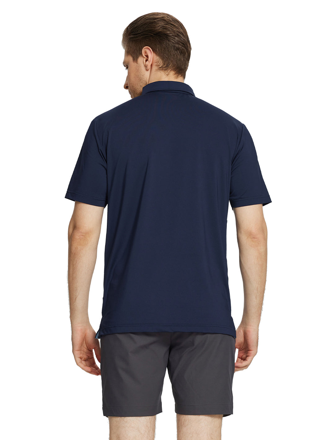 Men's Print Pattern Golf Polo Shirts-Navy1
