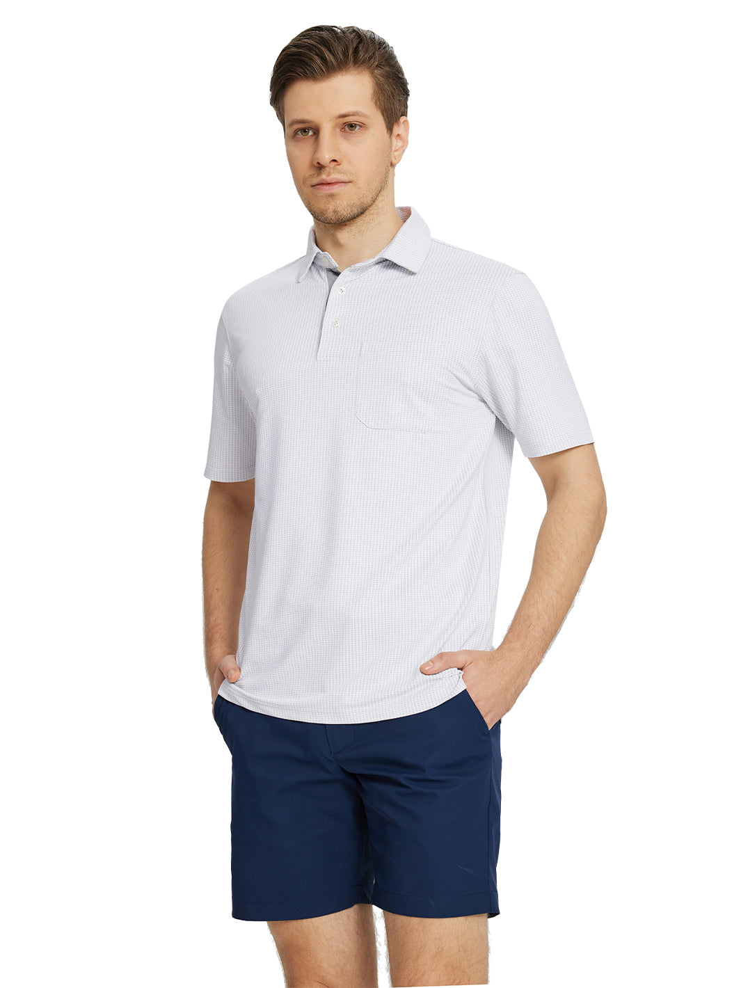 Men's Dry Fit Jacquard Pocket Golf Shirts-Grey