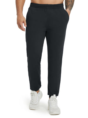 Model wearing Water Resistant Comfy Fleece Golf Joggers in black, lower body front view