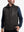 Front view of model showcasing dark brown classic micro suede leather puffer vest
