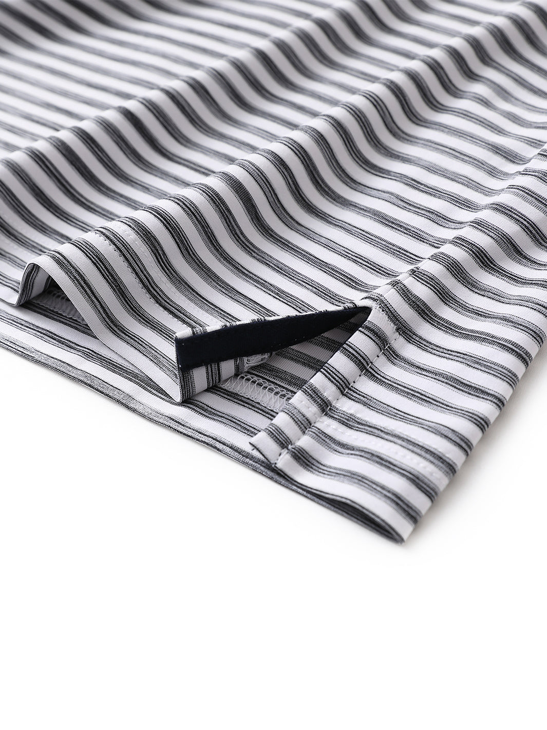 Men's Striped Golf Polo Shirts-Black White