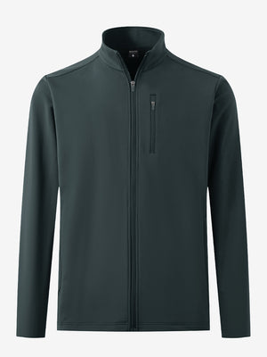 Lightweight casual fleece jacket with 5 pockets in dark grey, front 3d view showing clean lines