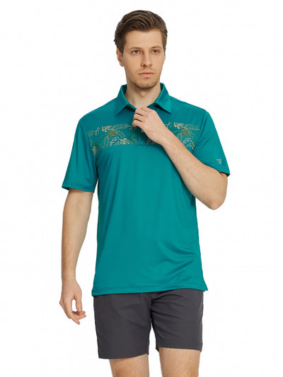 Men's Print Pattern Golf Polo Shirts-Turquoise