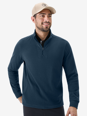 Heather Brushed Rib Knit Quarter Zip with 2 Pockets