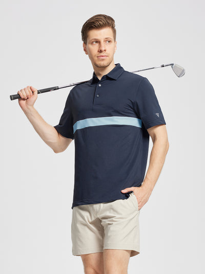 Men's Dry Fit Pique Golf Shirts-Navy