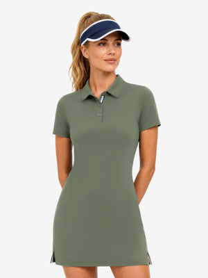 women's golf dress with shorts Green diamond grid Women's Golf Sleeveless Zipper Dresses Comes with separate matching shorts