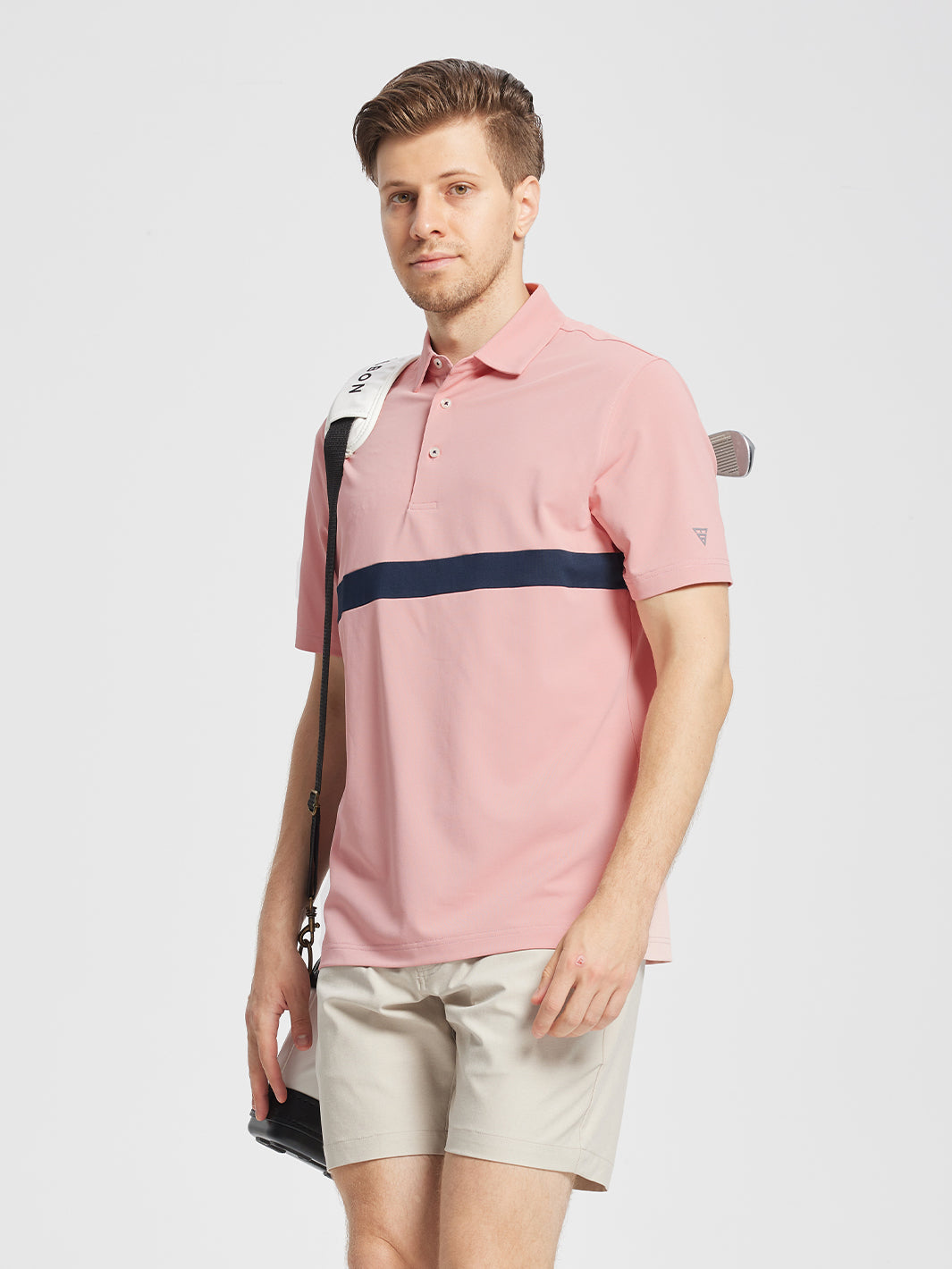 Men's Dry Fit Pique Golf Shirts-Pale Pink