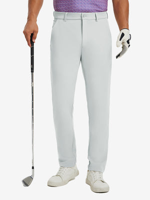 Water-resistant golf stretch nylon pants in glacier grey, front lower-body view showing clean athletic fit.