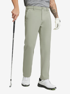 STONE Water-Resistant Fleece Lined Pants, male model front lower body holding golf club in right hand
