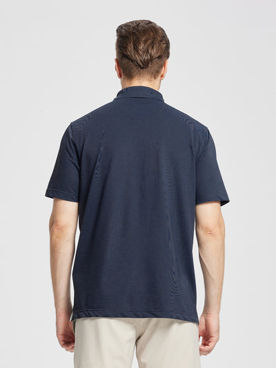 Men's Dry Fit Pique Golf Shirts-Navy
