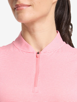 Women's 4-Way Stretch Q-Zip Pin Striped Golf Shirts