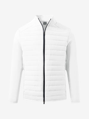 3D render of white warm puffer winter golf jacket