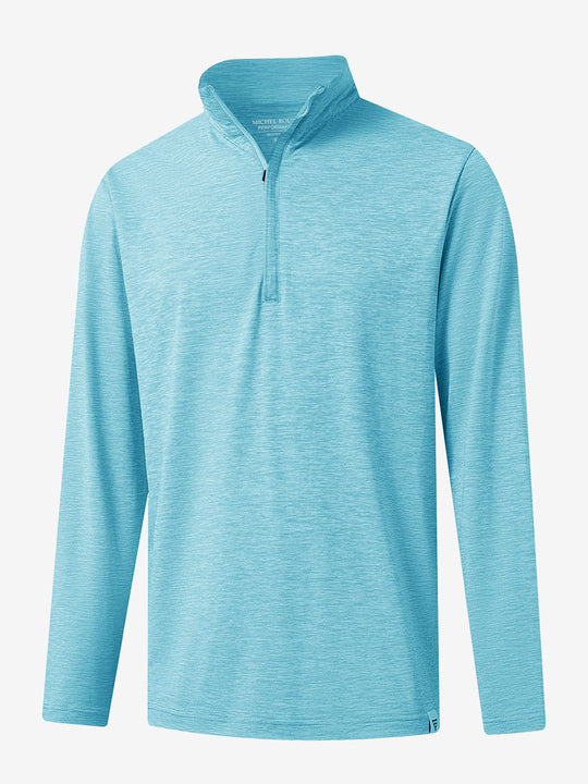 Heather Pinstripe Brushed Dry Fit Quarter Zip Pullover