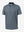 3D view of grayish blue flower stretch printed collarless henley golf shirts.