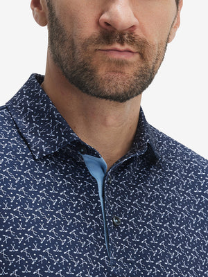 4 Way Stretch Print Collared Polo Shirts