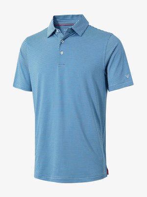 3D rendered AQUA STRIPE polo, showing breathable fabric and sporty silhouette