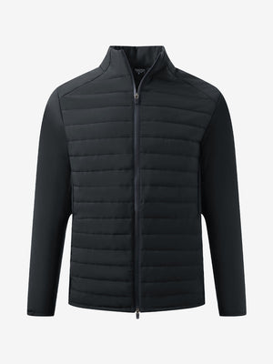 3D render of black warm puffer winter golf jacket
