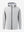 Water-resistant heat-tech softshell winter jacket with hood in light grey, clean 3D front view.