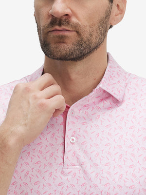 4 Way Stretch Print Collared Polo Shirts