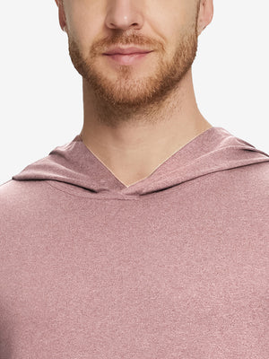 Detailed look at the collar of the Athletic Golf Hoodie, showing fabric texture in Pink Heather.