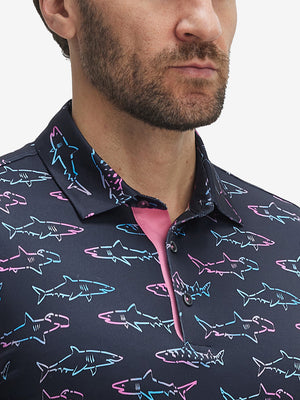 4 Way Stretch Print Collared Polo Shirts