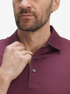 4 Way Stretch Print Collared Polo Shirts