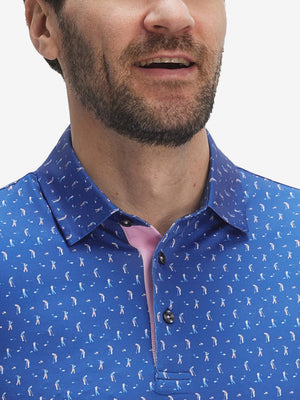 4 Way Stretch Print Collared Polo Shirts