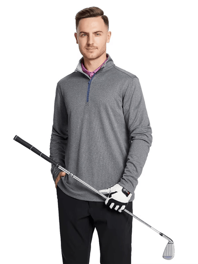 Quarter Zip Golf Pullover Men Slim Fit Long Sleeve Performance Wicking Raglan Mock Neck Men's Athletic Sweatshirts