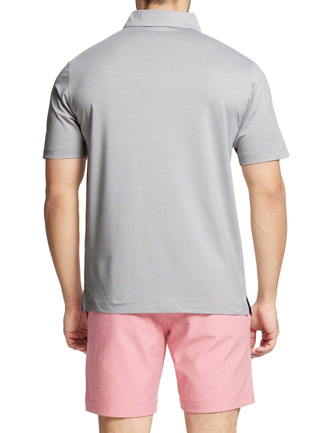 Men's Dry Fit Jacquard Golf Shirts-Faded Denim Heather
