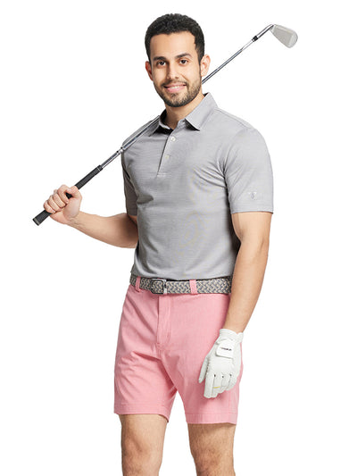 Men's Dry Fit Jacquard Golf Shirts-Faded Denim Heather