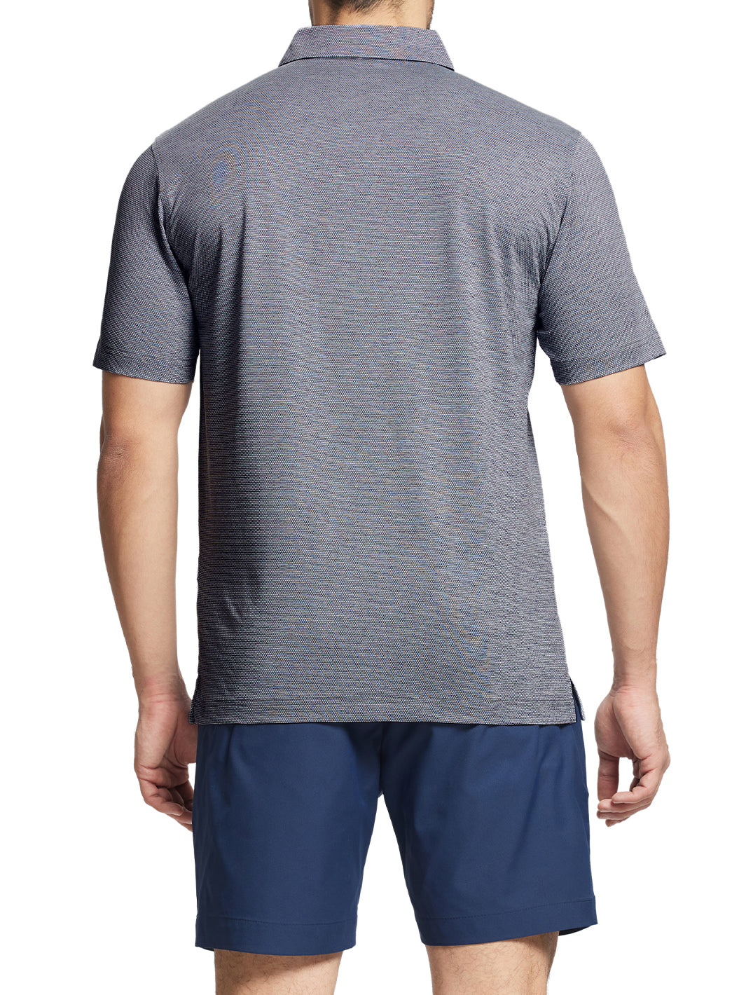 Men's Dry Fit Jacquard Golf Shirts-Navy Heather