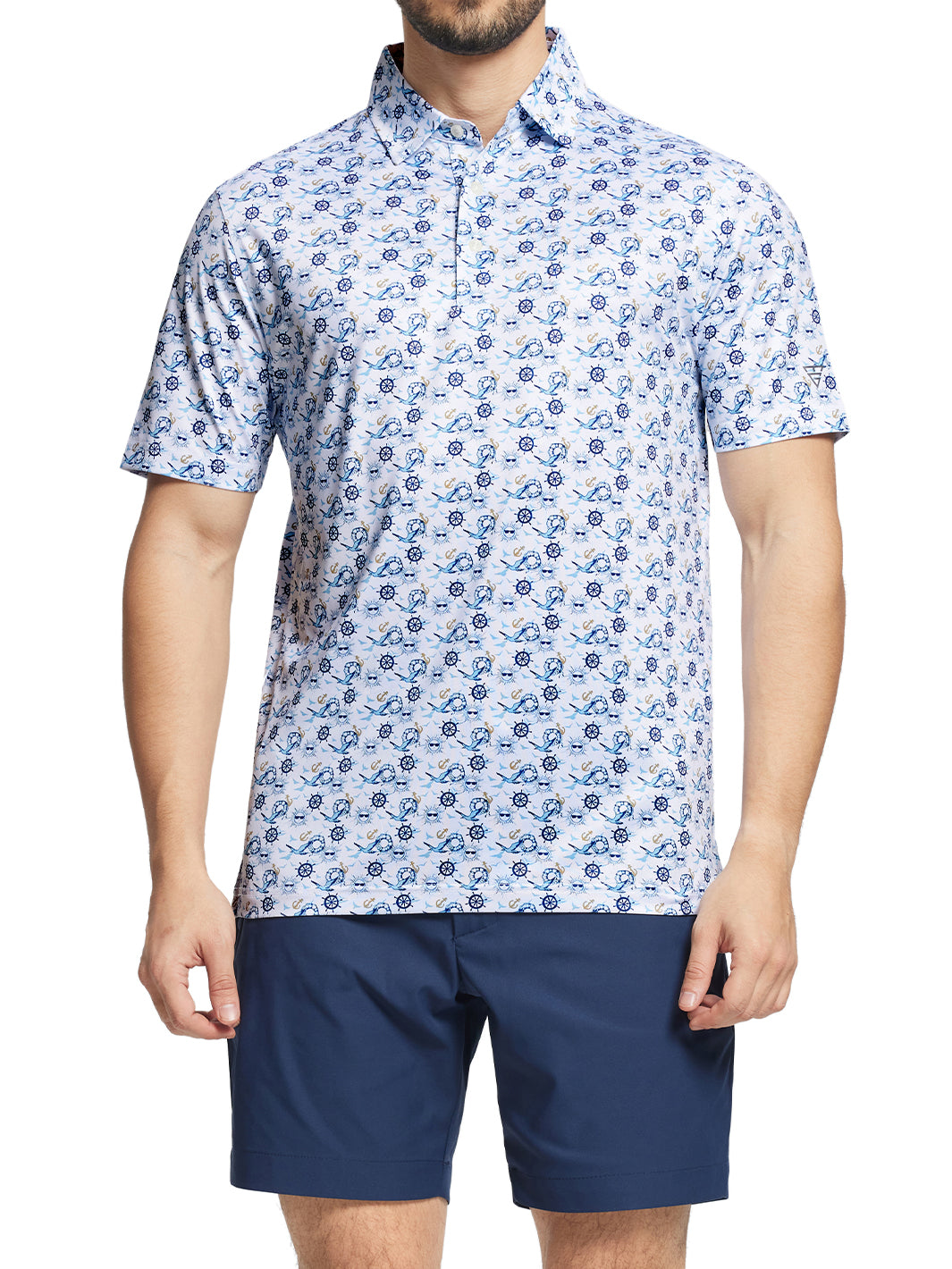 Men's Printed Golf Shirts-Caribbean
