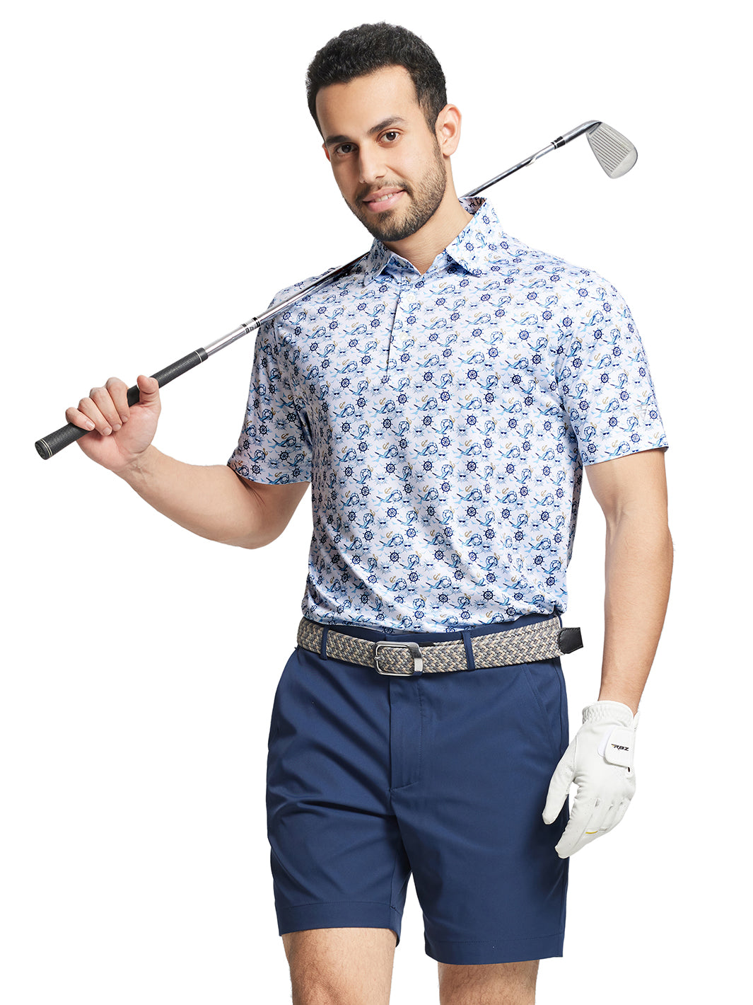 Men's Printed Golf Shirts-Caribbean