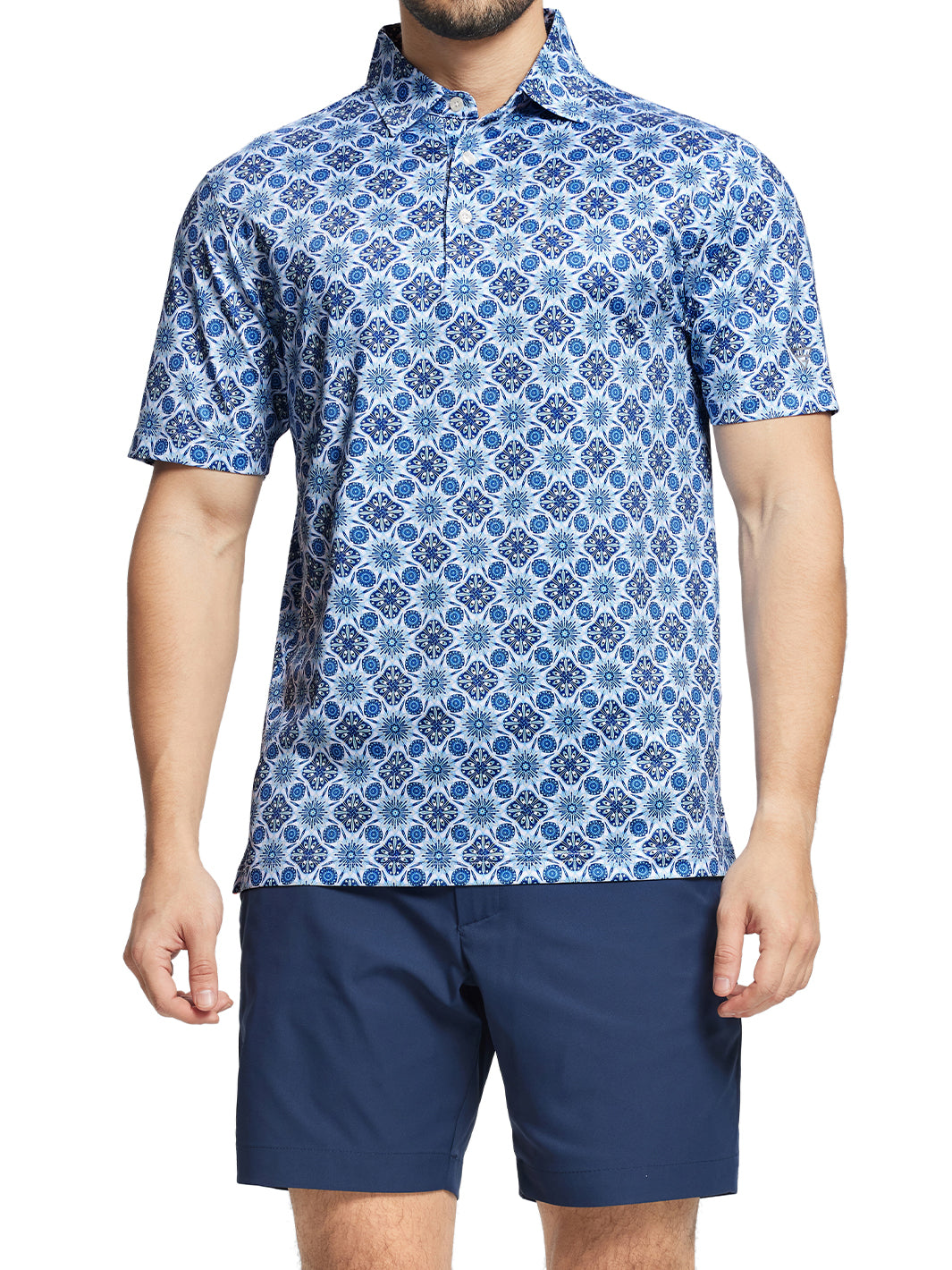 Men's Printed Golf Shirts-Tiling