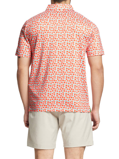 Men's Printed Golf Shirts-Peach