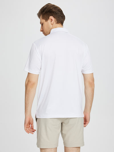 Men's Chest Print Golf Polo Shirts-White2